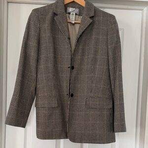 Liz Claiborne 8 Petite Black & Brown Wool blend Blazer